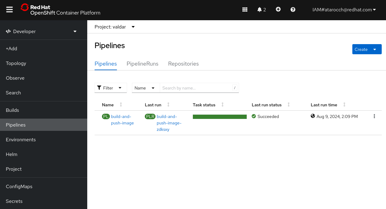 Camel on Openshift Tekton pipeline